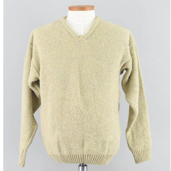 Vintage Chunky Knit Wool Blend Yellow Sweater, Men's Medium - Picture 1 of 10